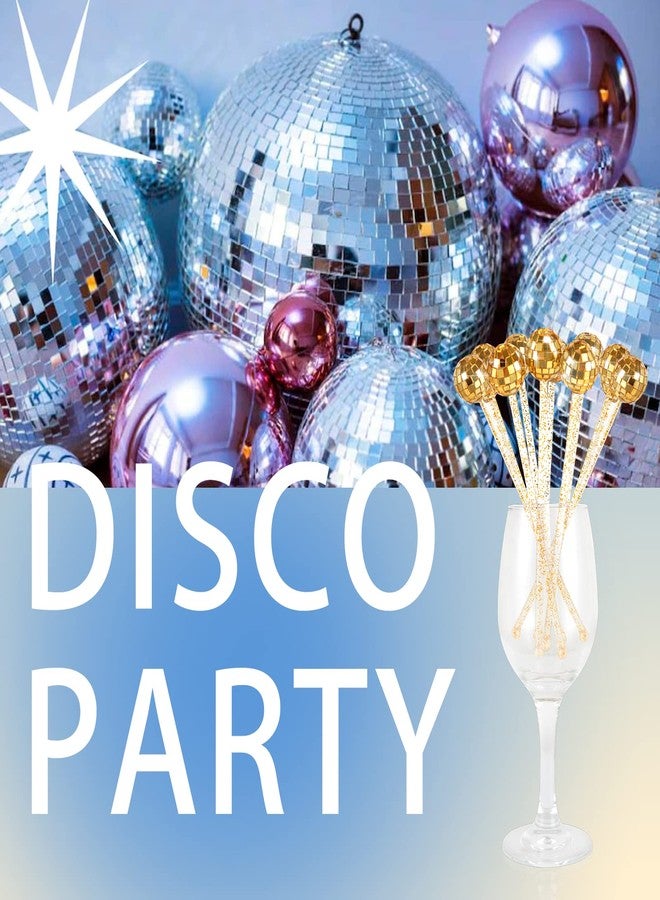 WANGDEFA 10 Pieces Gold Drink Stirrers Cocktail Disco Balls Cocktail Stirrers Disco Ball Swizzle Sticks Glitter Drink Stirrers for Last Disco Bachelorette Party Wedding Bar 7.4 Inches Long - Image 5